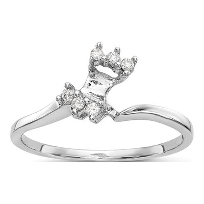 14K White Gold 1/20 ct tw Diamond Contoured Wedding Band