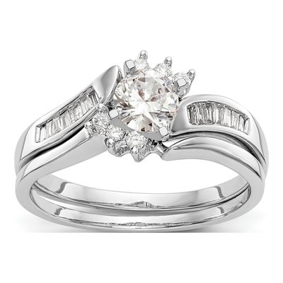 14K White Gold Bypass Diamond Semi-Mount Ring – view 7