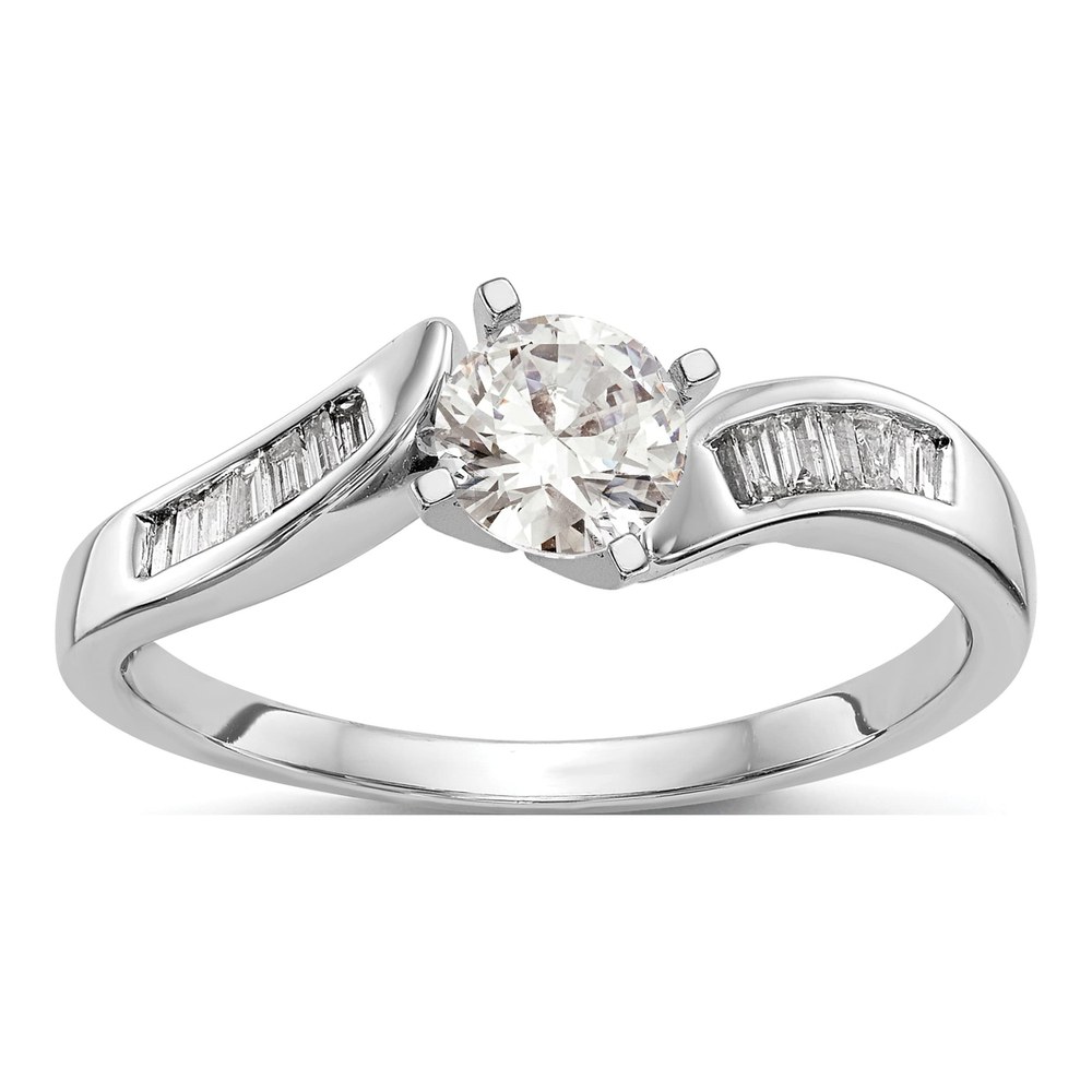 14K White Gold Bypass Diamond Semi-Mount Ring