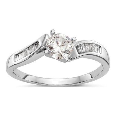14K White Gold Diamond Bypass Engagement Ring Semi-Mount