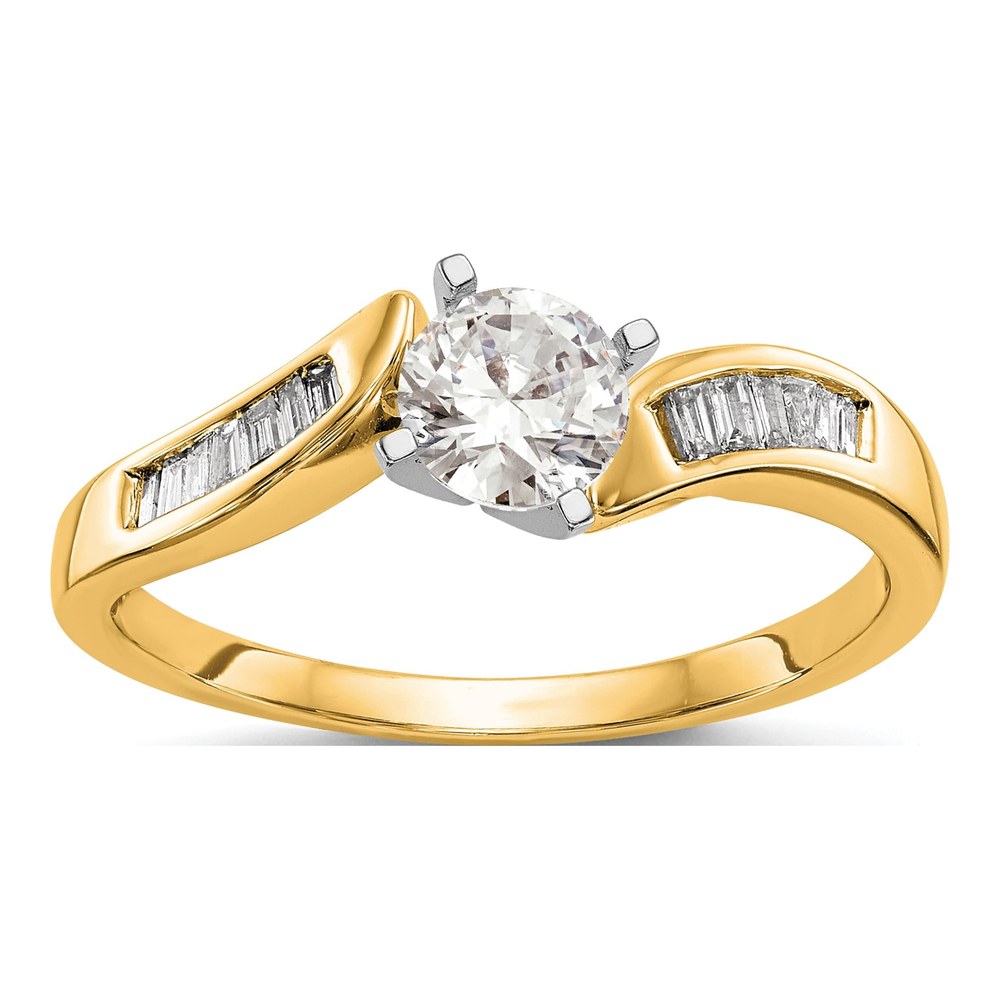 14K Yellow Gold Diamond Bypass Engagement Engagement Ring Semi-Mount