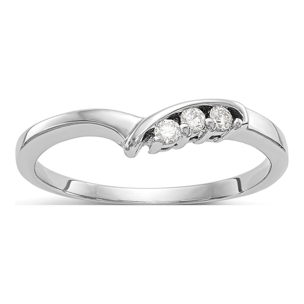 14K White Gold 1/20 ct tw Diamond Contoured Wedding Band