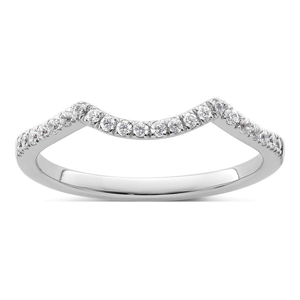 14K White Gold 1/6 ct tw Diamond Contoured Wedding Ring