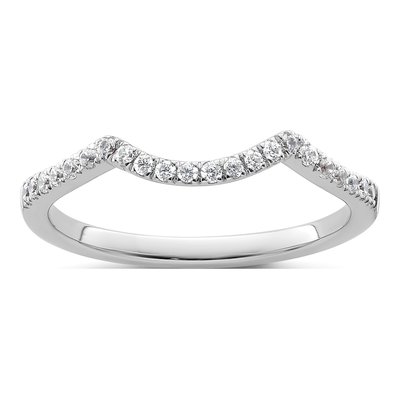 14K White Gold 1/6 ct tw Diamond Contoured Wedding Ring