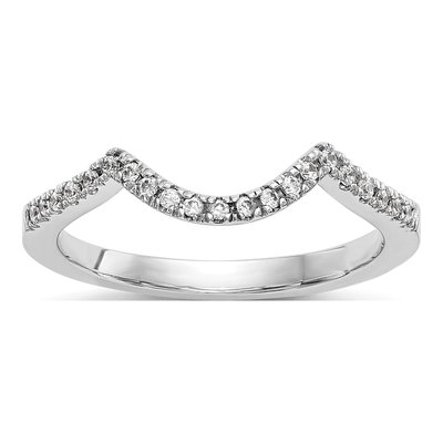 14K White Gold 1/5 ct tw Diamond Contoured Wedding Band