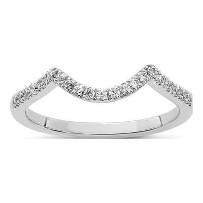 14K White Gold 1/5 ct tw Diamond Contoured Wedding Band