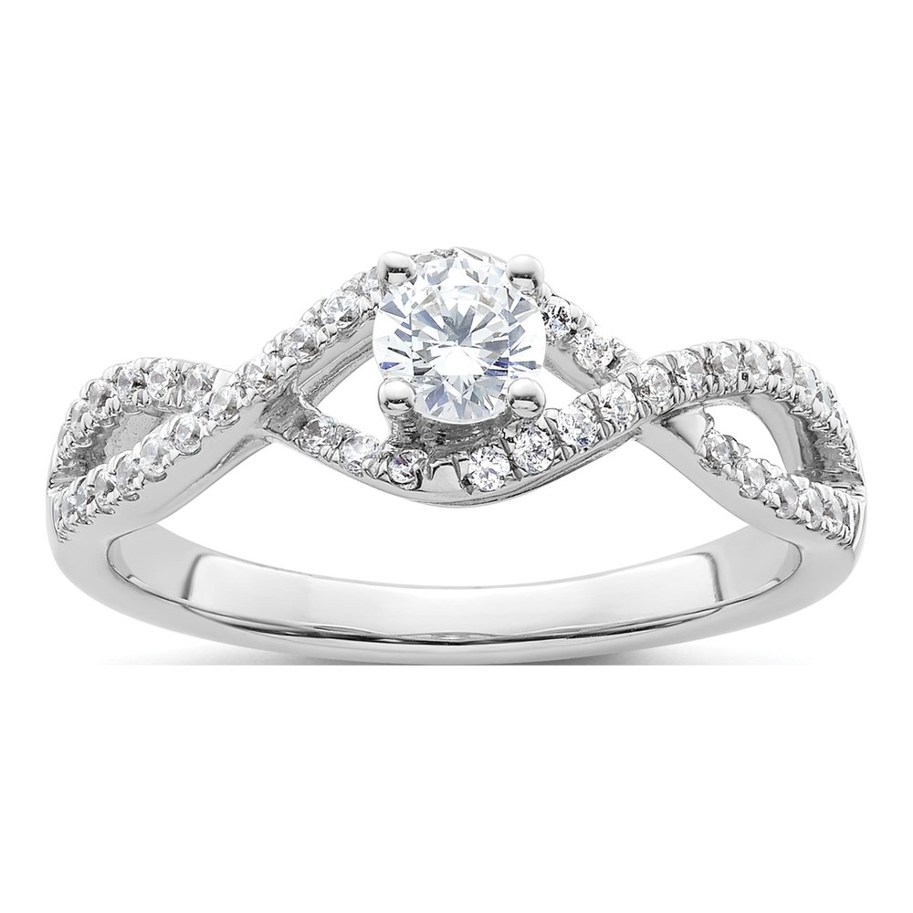 14K White Gold Criss-Cross Diamond Semi-Mount Ring