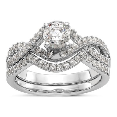 14K White Gold Diamond Criss-Cross Engagement Ring Semi-Mount – view 8