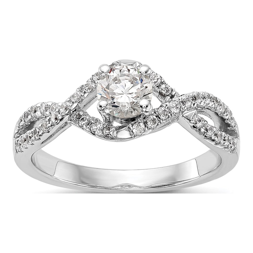 14K White Gold Criss-Cross Diamond Semi-Mount Ring