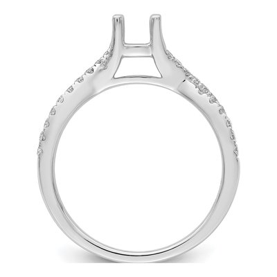 14K White Gold Diamond Criss-Cross Engagement Ring Semi-Mount – view 3