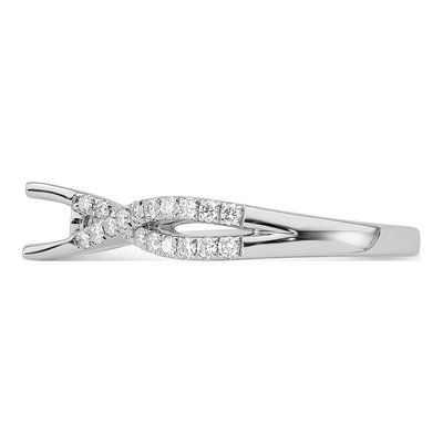 14K White Gold Diamond Criss-Cross Engagement Ring Semi-Mount – view 4