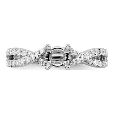 14K White Gold Diamond Criss-Cross Engagement Ring Semi-Mount – view 5
