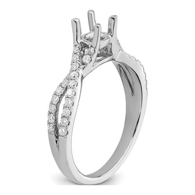 14K White Gold Diamond Criss-Cross Engagement Ring Semi-Mount – view 7