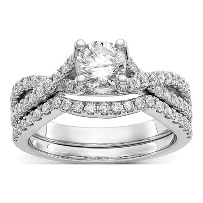 14K White Gold Diamond Criss-Cross Engagement Ring Semi-Mount – view 8