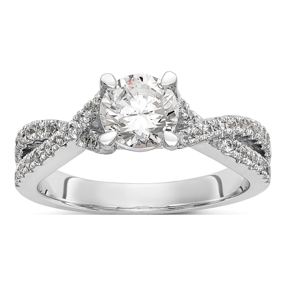 14K White Gold Diamond Criss-Cross Engagement Ring Semi-Mount