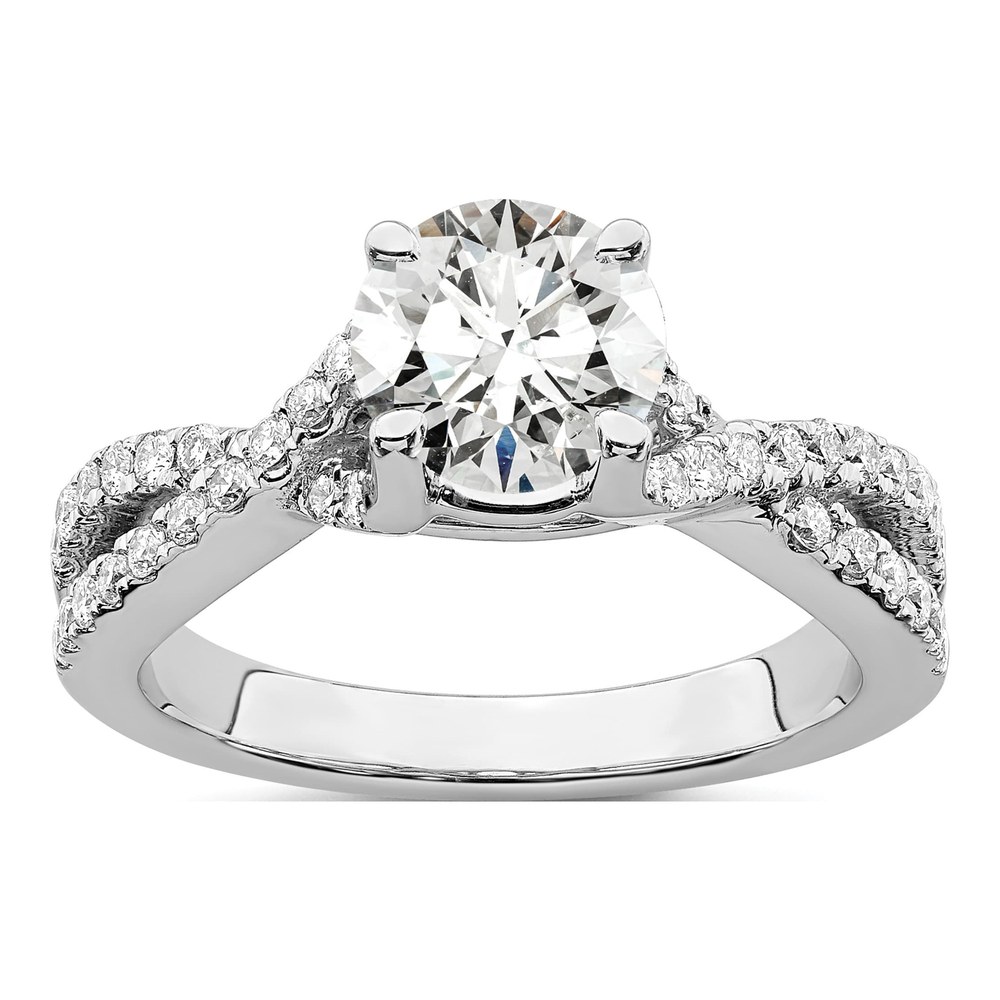 14K White Gold Diamond Engagement Ring Semi-Mount
