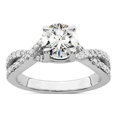 14K White Gold Diamond Engagement Ring Semi-Mount