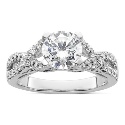14K White Gold Diamond Engagement Ring Semi-Mount