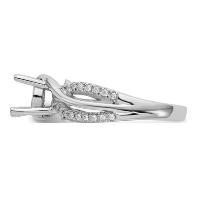 14K White Gold Diamond Criss-Cross Engagement Ring Semi-Mount – view 3