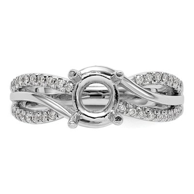 14K White Gold Diamond Criss-Cross Engagement Ring Semi-Mount – view 4