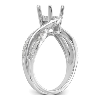 14K White Gold Diamond Criss-Cross Engagement Ring Semi-Mount – view 6