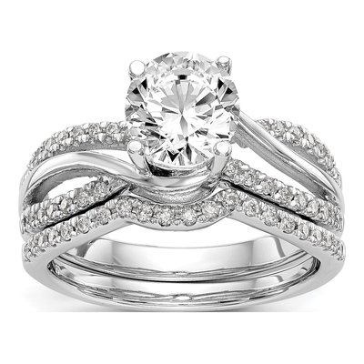 14K White Gold Diamond Criss-Cross Engagement Ring Semi-Mount – view 7