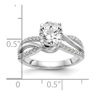 14K White Gold Diamond Criss-Cross Engagement Ring Semi-Mount – view 8