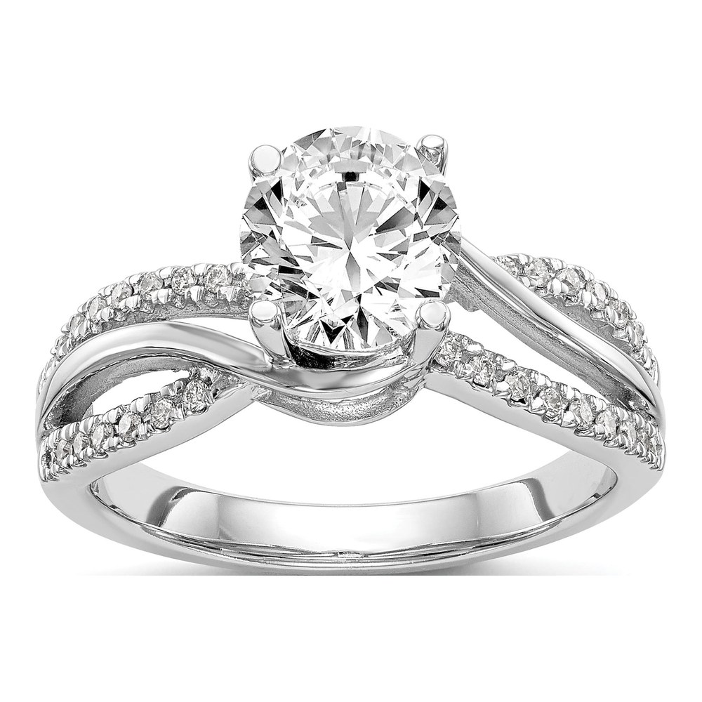 14K White Gold Diamond Criss-Cross Engagement Ring Semi-Mount