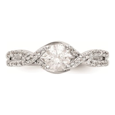 14K White Gold Criss-Cross Diamond Engagement Ring Mounting – view 5