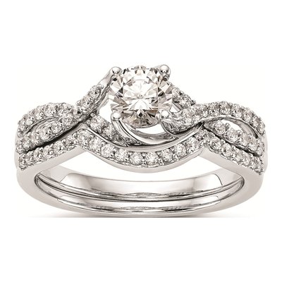 14K White Gold Criss-Cross Diamond Engagement Ring Mounting – view 8