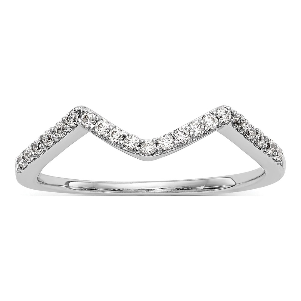 14K White Gold Diamond Contoured Wedding Band