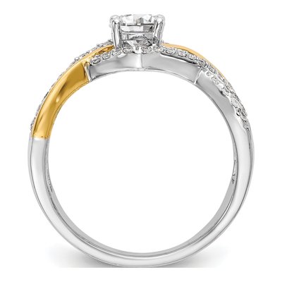 14K Two-Tone Gold Diamond Criss-Cross Engagement Ring Semi-Mount – view 2
