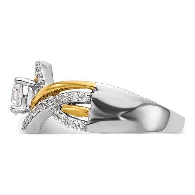14K Two-Tone Gold Diamond Criss-Cross Engagement Ring Semi-Mount – view 3
