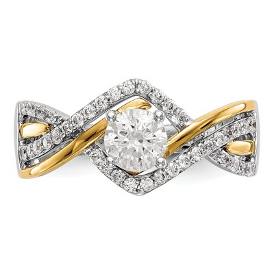 14K Two-Tone Gold Diamond Criss-Cross Engagement Ring Semi-Mount – view 4