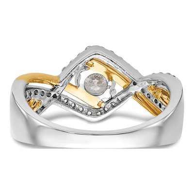 14K Two-Tone Gold Diamond Criss-Cross Engagement Ring Semi-Mount – view 5