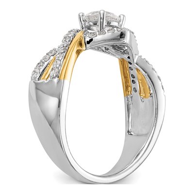 14K Two-Tone Gold Diamond Criss-Cross Engagement Ring Semi-Mount – view 6