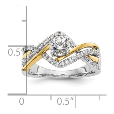14K Two-Tone Gold Diamond Criss-Cross Engagement Ring Semi-Mount – view 8