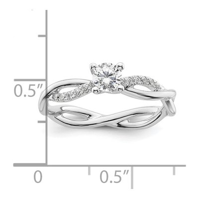 14K White Gold Diamond Criss-Cross Engagement Ring Semi-Mount – view 8