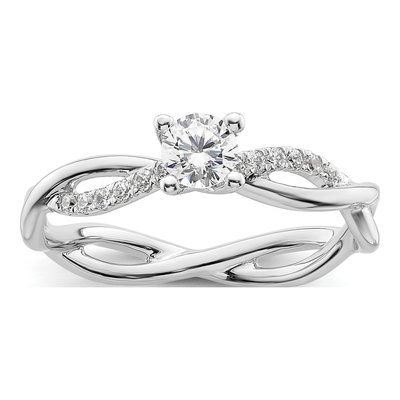 14K White Gold Diamond Criss-Cross Engagement Ring Semi-Mount