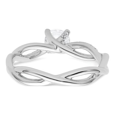 14K White Gold Diamond Criss-Cross Engagement Ring Semi-Mount – view 6