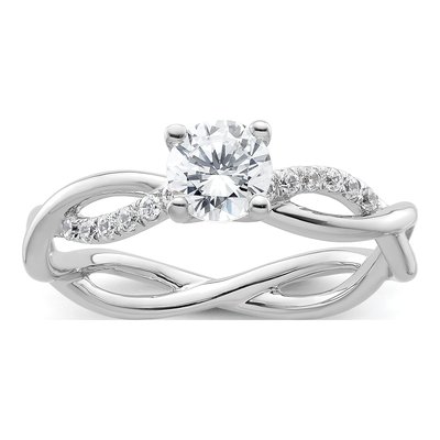 14K White Gold Diamond Criss-Cross Engagement Ring Semi-Mount