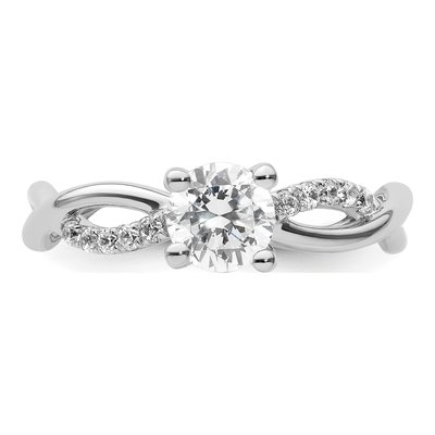 14K White Gold Diamond Criss-Cross Engagement Ring Semi-Mount – view 5