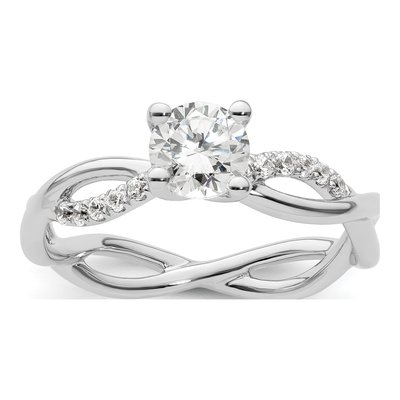 14K White Gold Diamond Criss-Cross Engagement Ring Semi-Mount