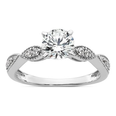 14K White Gold Diamond Criss-Cross Ring Mounting