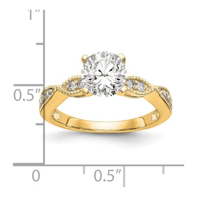 14K Yellow Gold Diamond Criss-Cross Engagement Ring Semi-Mount – view 3