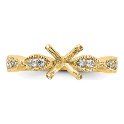 14K Yellow Gold Diamond Criss-Cross Engagement Ring Semi-Mount – view 5