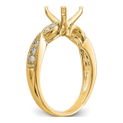 14K Yellow Gold Diamond Criss-Cross Engagement Ring Semi-Mount – view 7