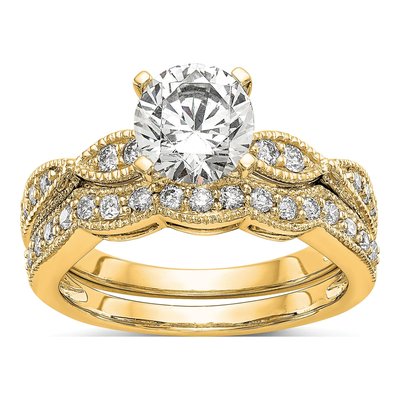 14K Yellow Gold Diamond Criss-Cross Engagement Ring Semi-Mount – view 8