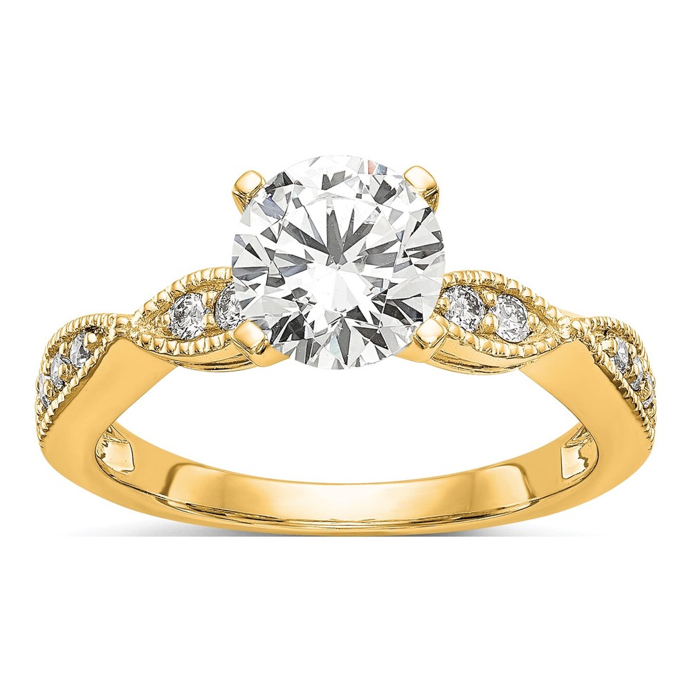14K Yellow Gold Diamond Criss-Cross Engagement Ring Semi-Mount
