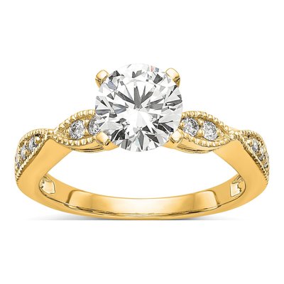 14K Yellow Gold Diamond Criss-Cross Engagement Ring Semi-Mount